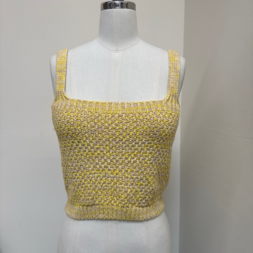 Zara Yellow Ribbed Cropped Tank Top